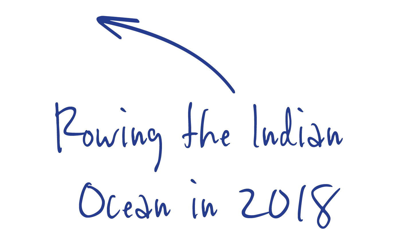 Handwritten note with arrow drawing the Indian Ocean in 2018.
